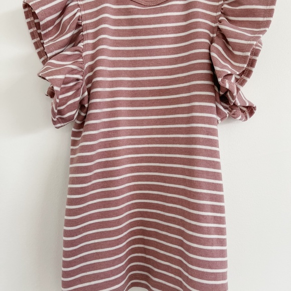 NWOT Little Road Co Flutter Sleeve Pink Stripe Tee - Picture 3 of 3